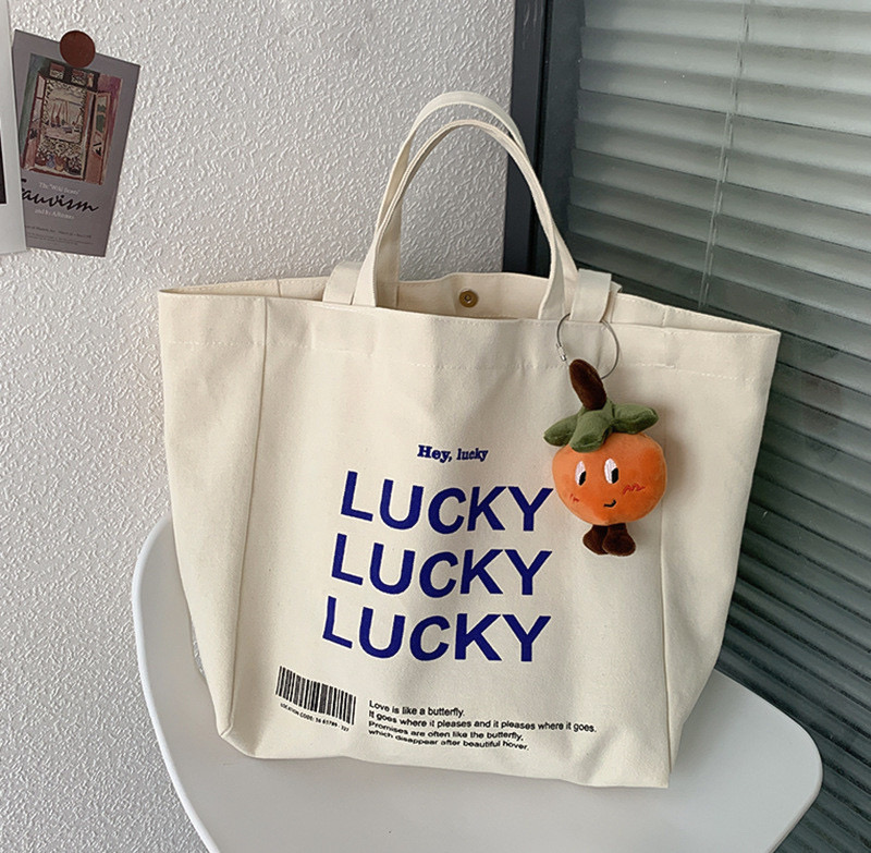 데일리 럭키 과일고리 에코백 캔버스 빅사이즈 숄더백 가방 대학생