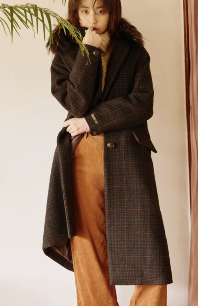 새상품 S 퍼카라 싱글 롱코트 써스데이아일랜드 T178MCT245W1