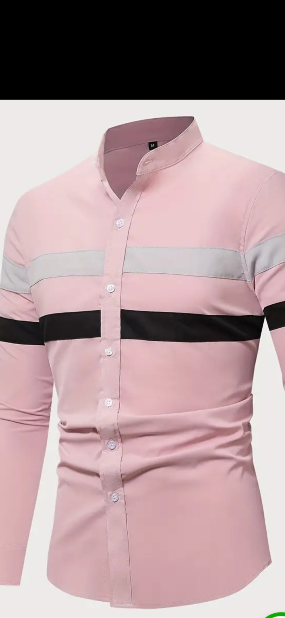 ●새상품●100 차이나 핑크 가로줄 남방 셔츠