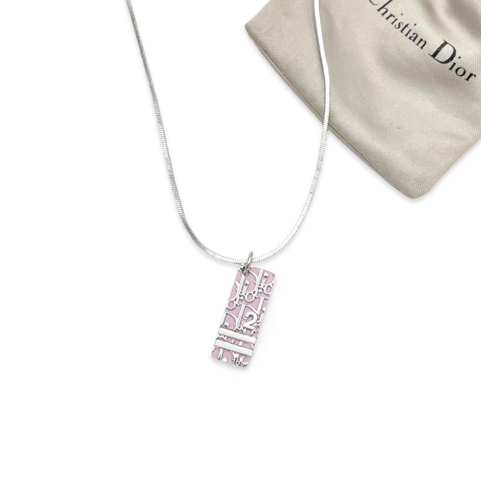 [정품] 크리스찬 디올 오블리크 트로터 핑크 펜던트 목걸이