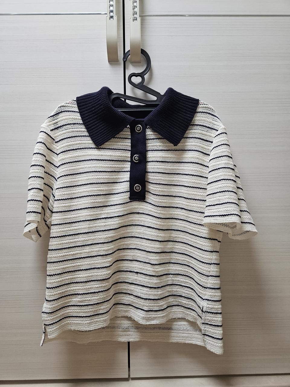 sjsj 스트라이프 칼라 탑