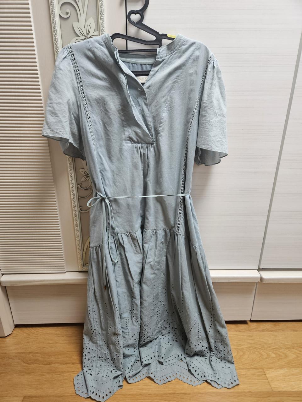 sjsj 벨티드 자수 정려원 원피스