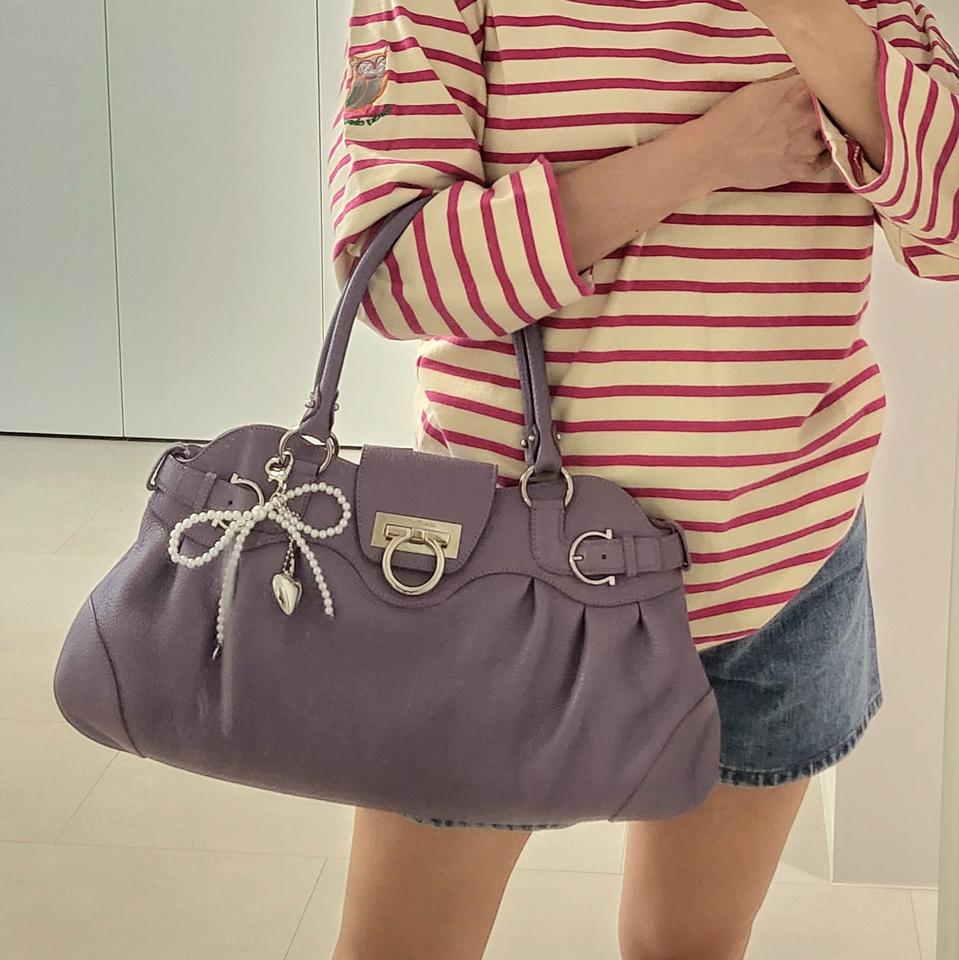 FERRGAMO 페라가모 정품 은장 레더 만두백 토트백 숄더백