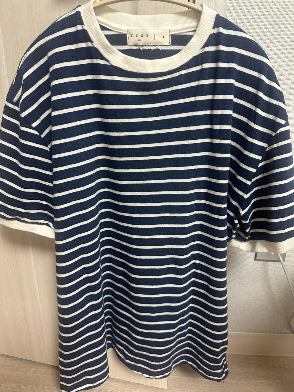 노운  [24S/S] stripe t shirts 네이비 컬러
