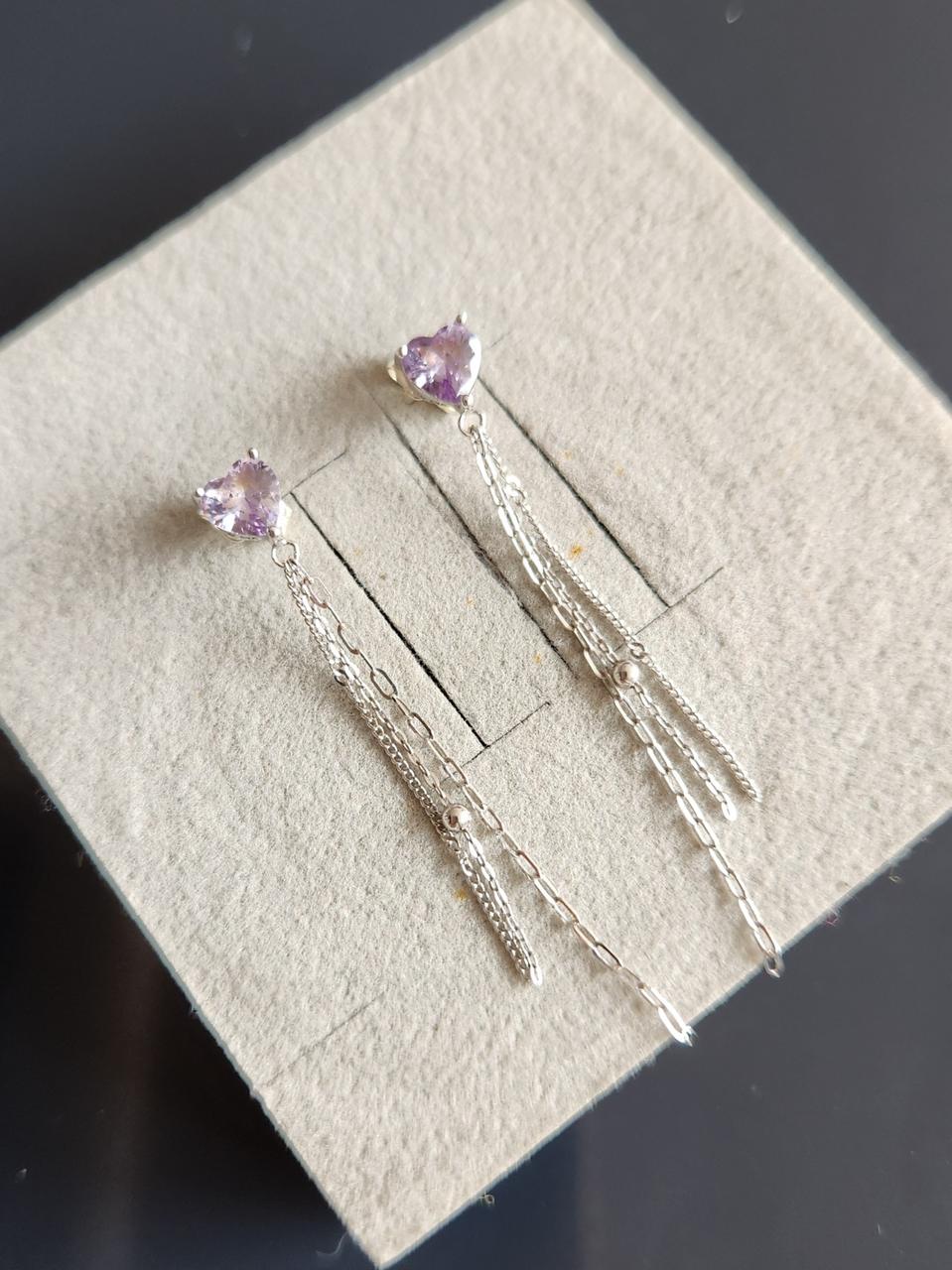 14K 화이트 세줄귀걸이