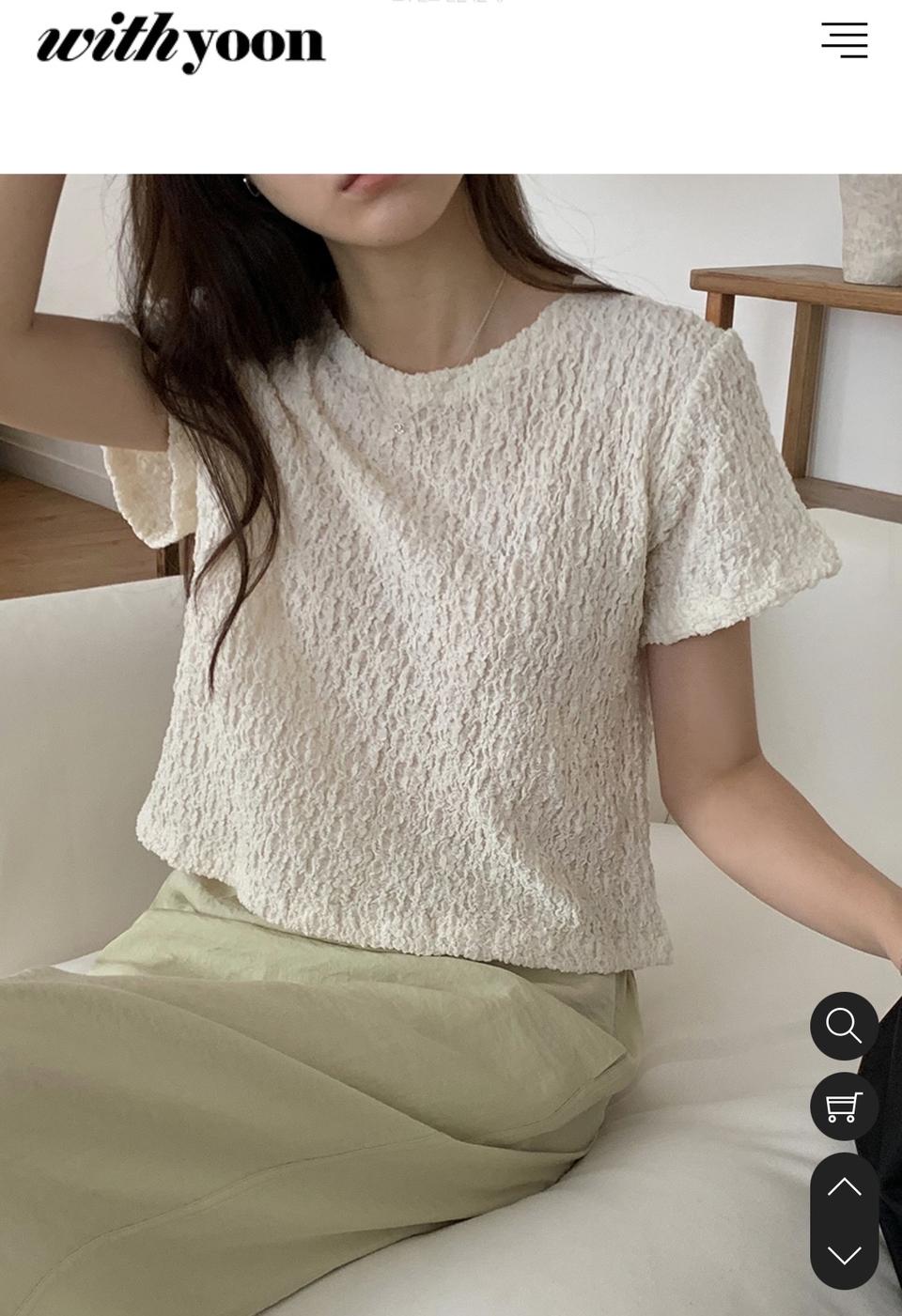 (새상품) 위드윤 버블 크롭티 블라우스 - 블랙