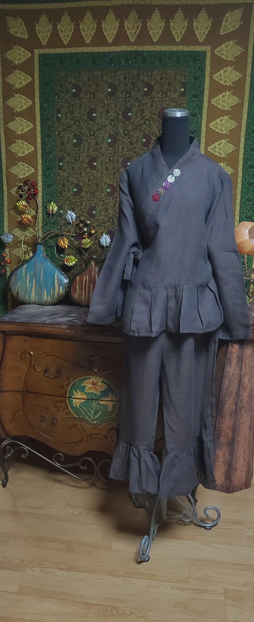 (면,린넨투피스)가슴반품55바지총장86 (색생은2번째색상입니다)