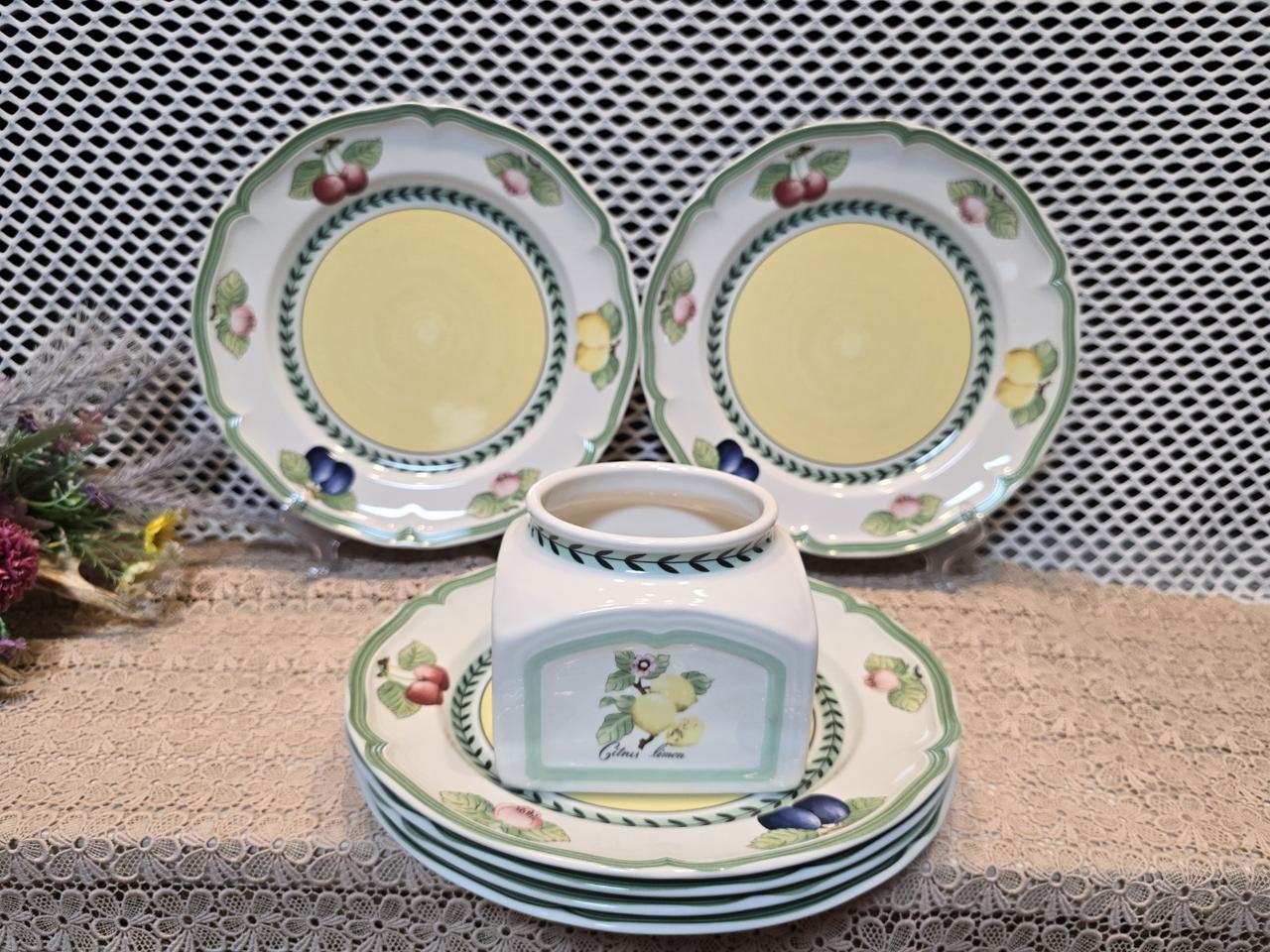 독일 빌레로이앤보흐 프렌치가든 접시와 참 항아리