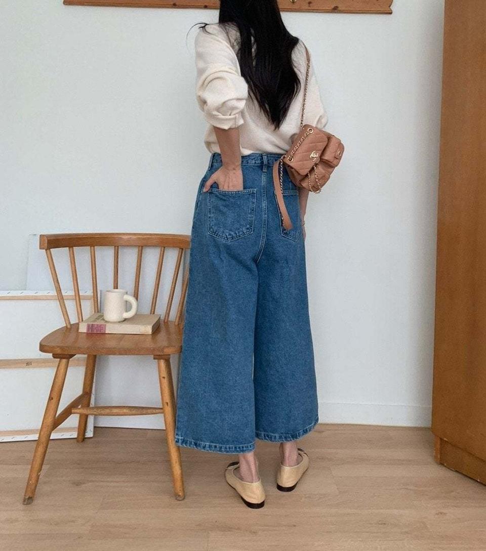 핀턱9부와이드데님