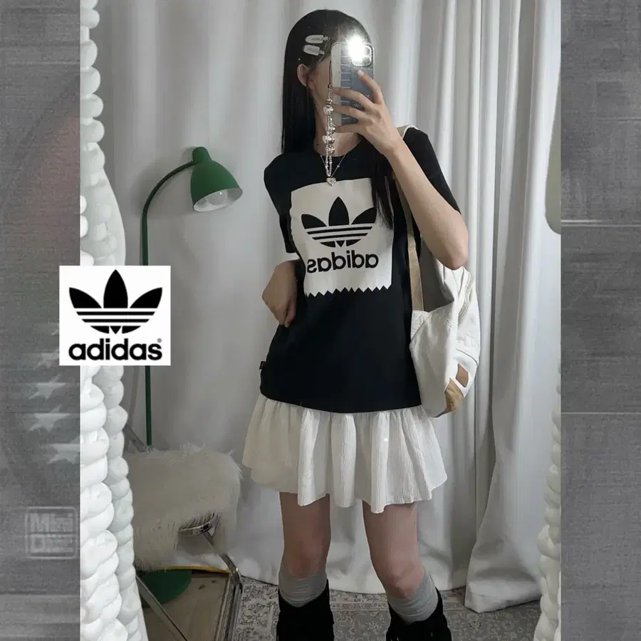 아디다스 블랙 빅 파이어버드 반팔 티셔츠