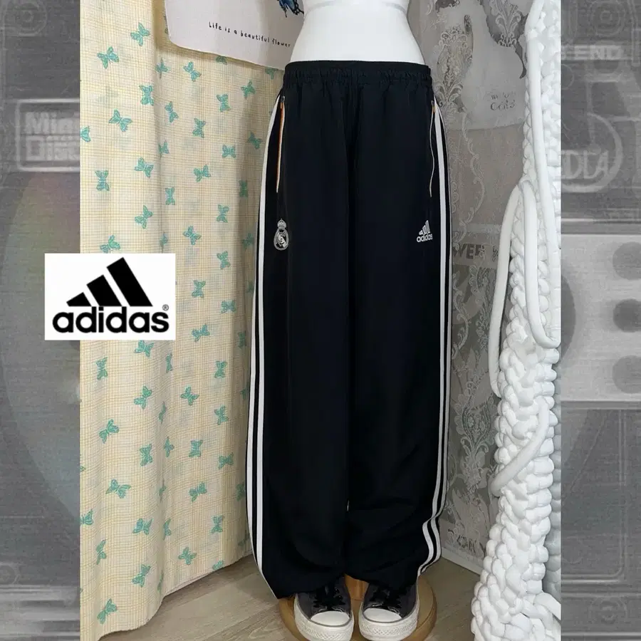 아디다스 블랙 와이드 트레이닝 팬츠