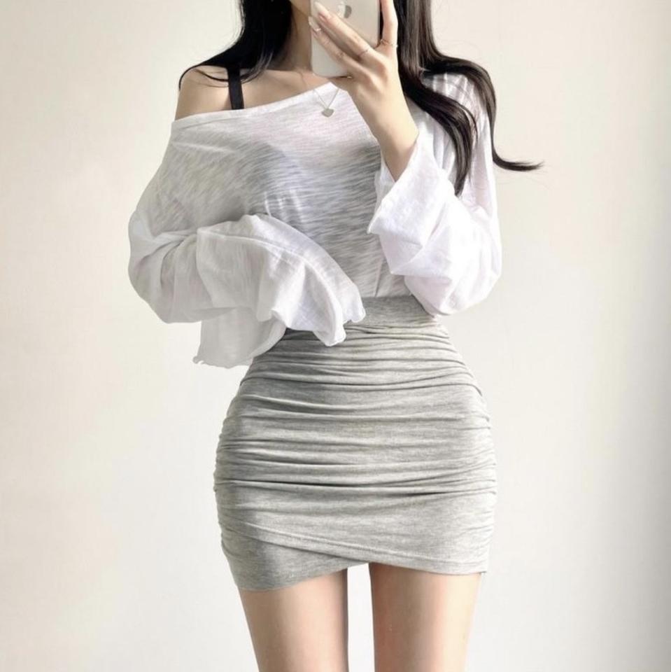 포장도 안 뜯은 시스루 긴팔 크롭