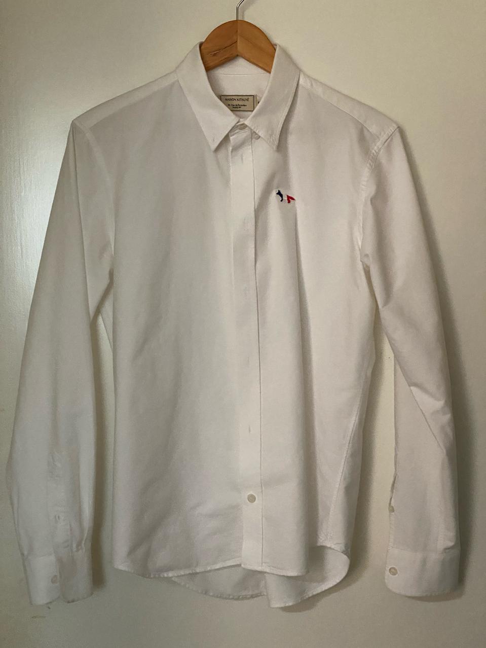 메종키츠네 트리컬러 폭스 패치 클래식 셔츠 38 화이트