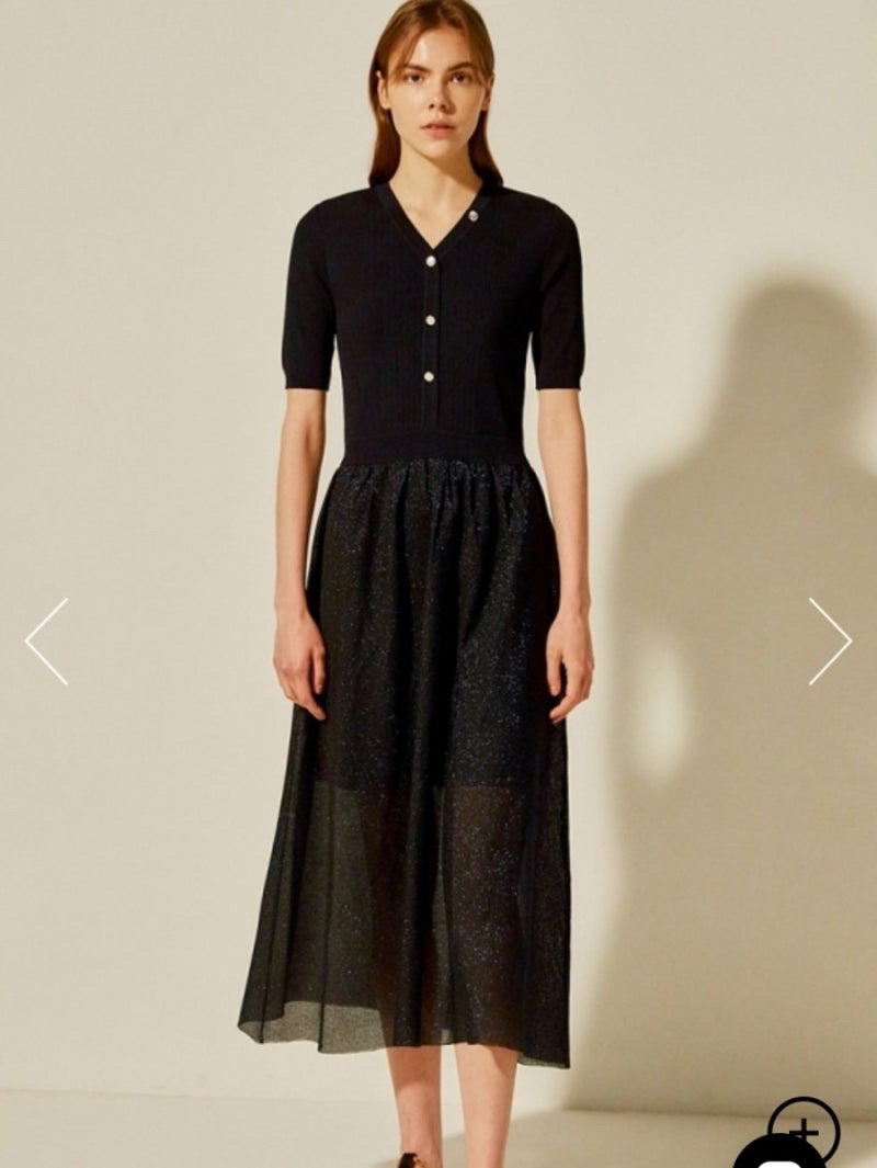 산드로 투톤 니트 원피스