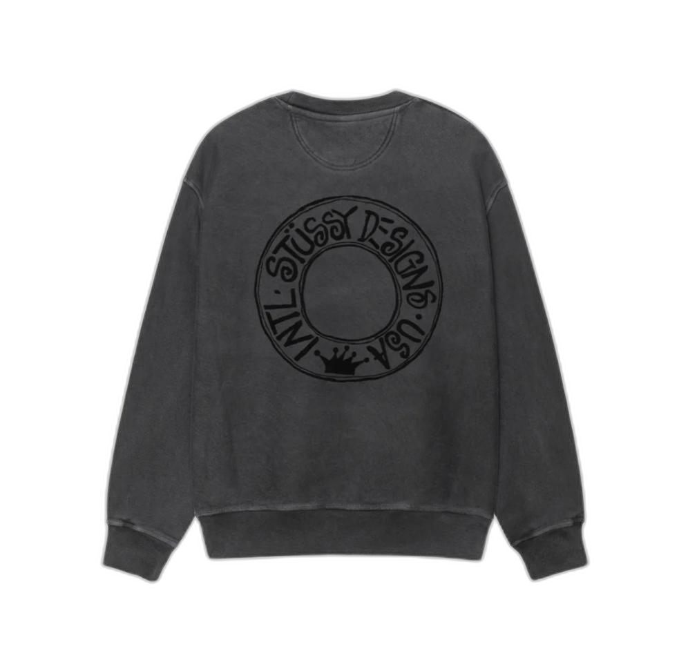 (새상품) 스투시 부아나 피그먼트 크루 블랙 L