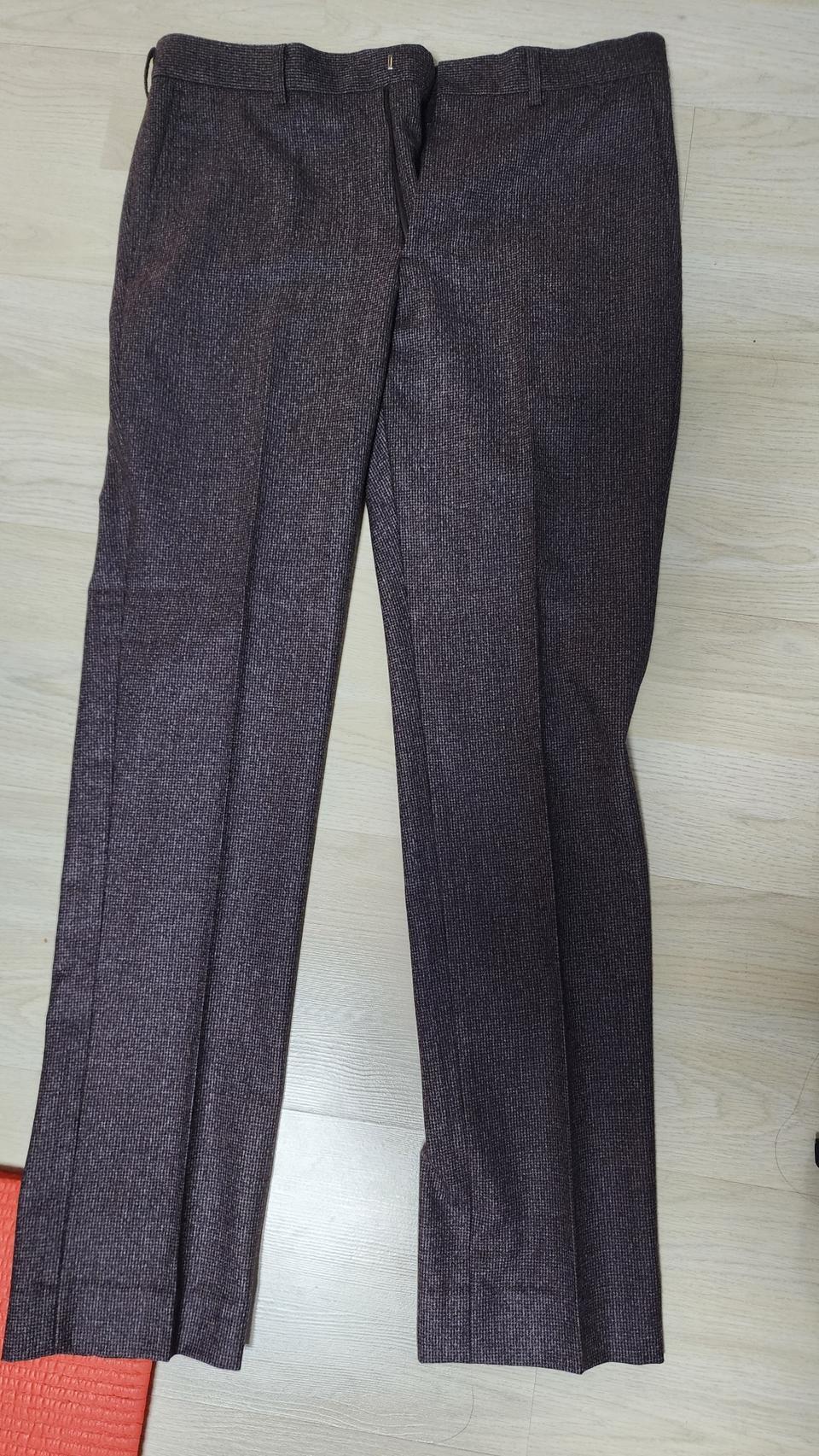 지이크 정장바지 체크 버건디