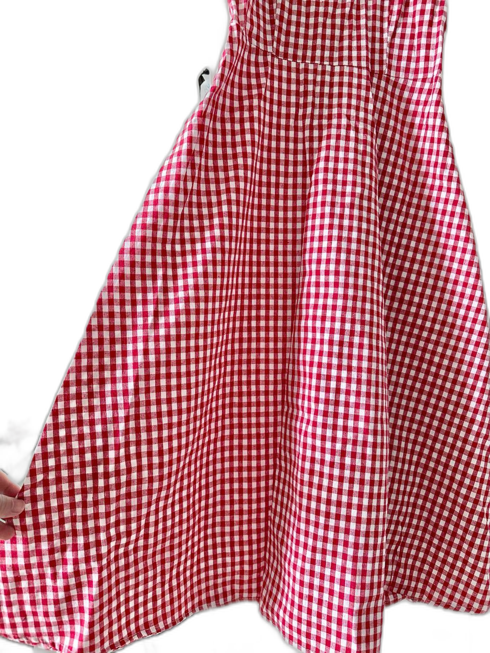 체크무늬 A라인 롱 원피스 가슴 밴딩 나시 55사이즈 데일리룩