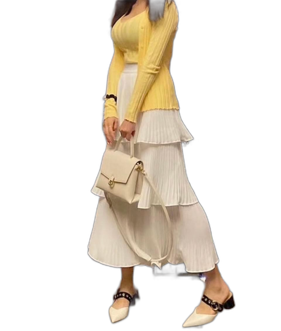 캉캉 롱 스커트 허리밴딩 데일리 치마 데이트룩 휴양지룩