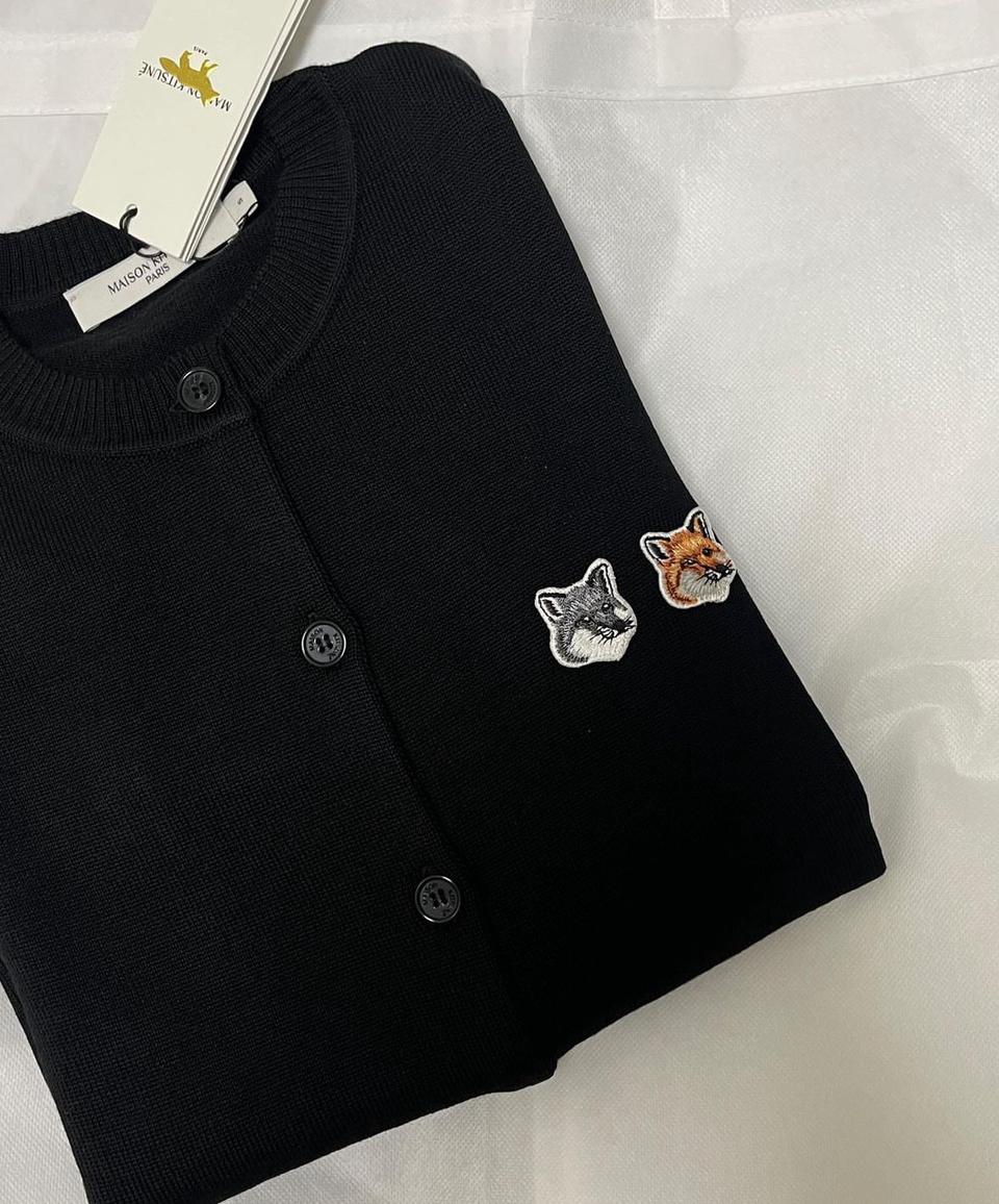 메종키츠네 더블폭스 여성용 가디건 블랙