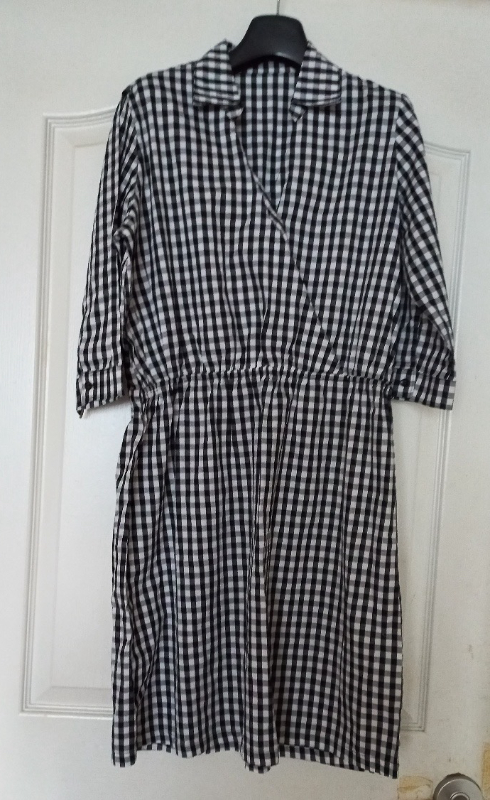 새옷 체크7부소매원피스 검정원피스 카라티 면원피스 미니원피스