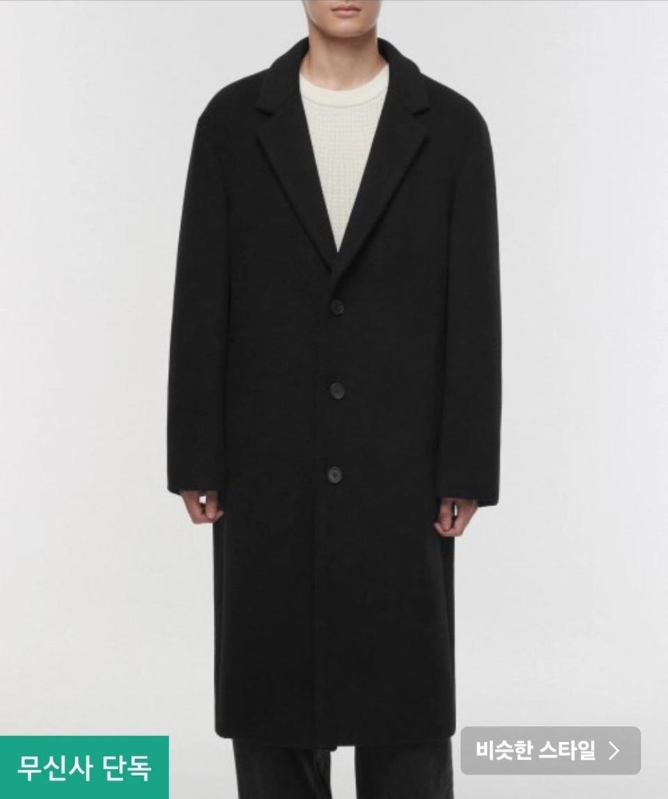 무신사 캐시미어 블렌드 오버사이즈 싱글 코트 블랙