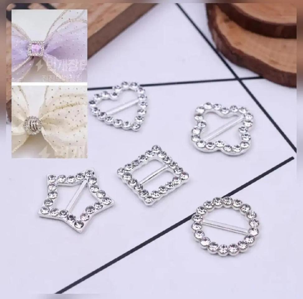 리본장식 부자재 큐빅장식10개