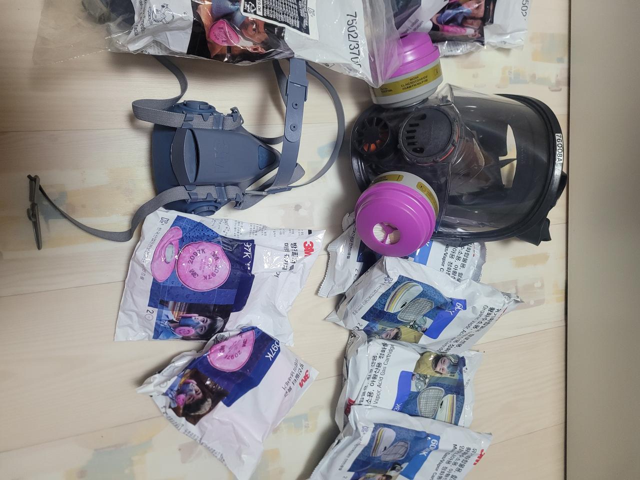 3M마스크 미사용5개 전면마스크1개