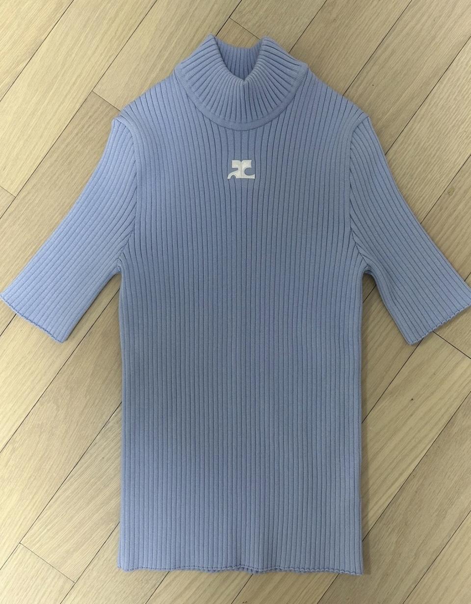 꾸레쥬 하이넥 니트 반팔