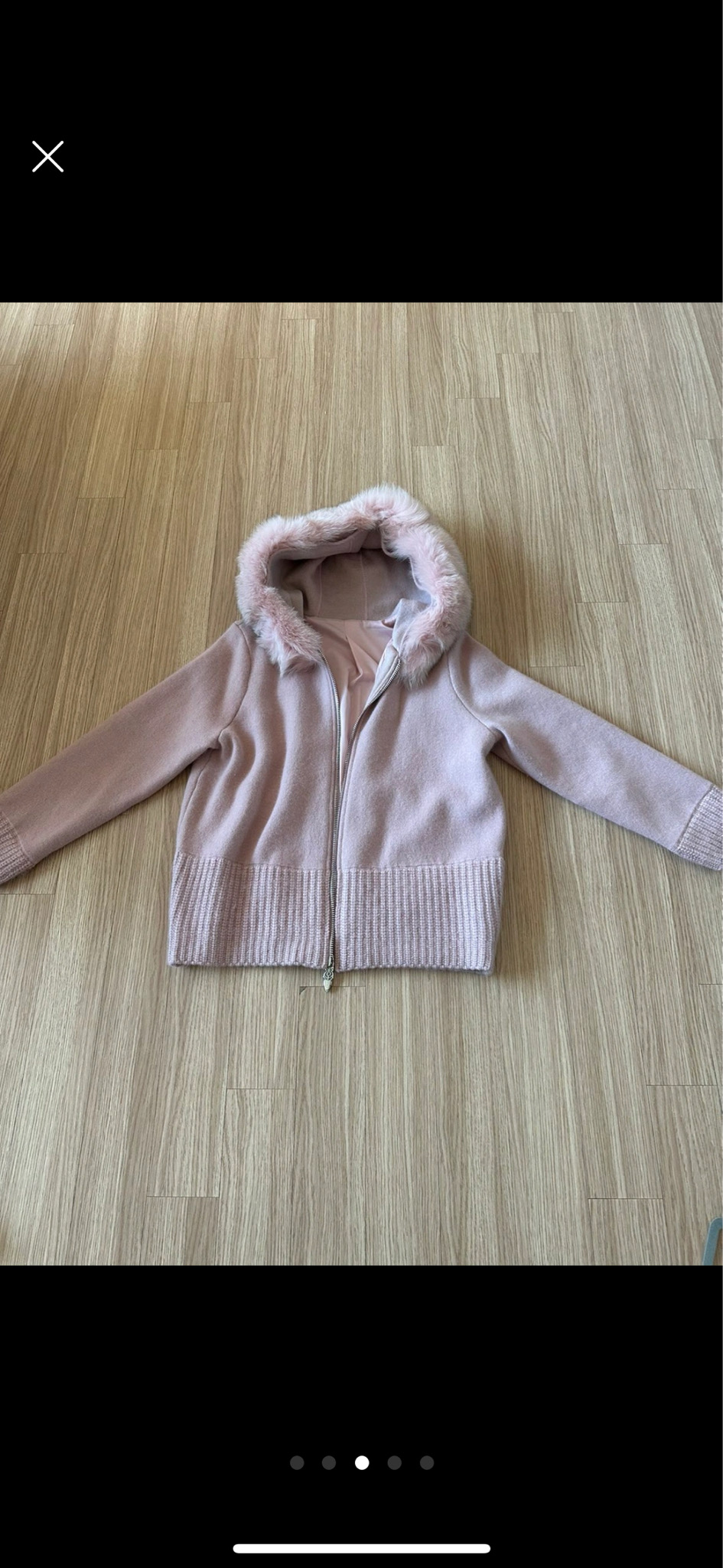 핑크 니트 후드자켓