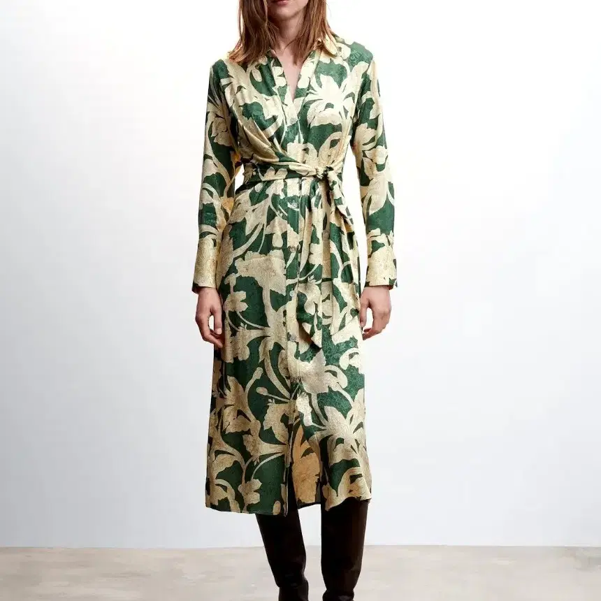 망고MNG 플로럴 자가드 롱원피스 XL사이즈 77~88 빅사이즈