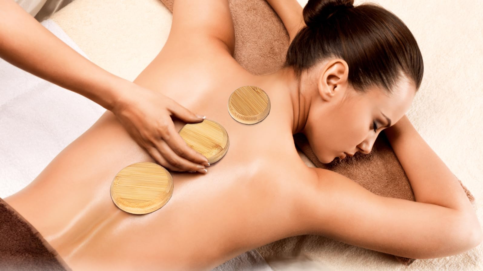 온열 뱀부 테라피 괄사 마사지 허리패드 복부 마사지