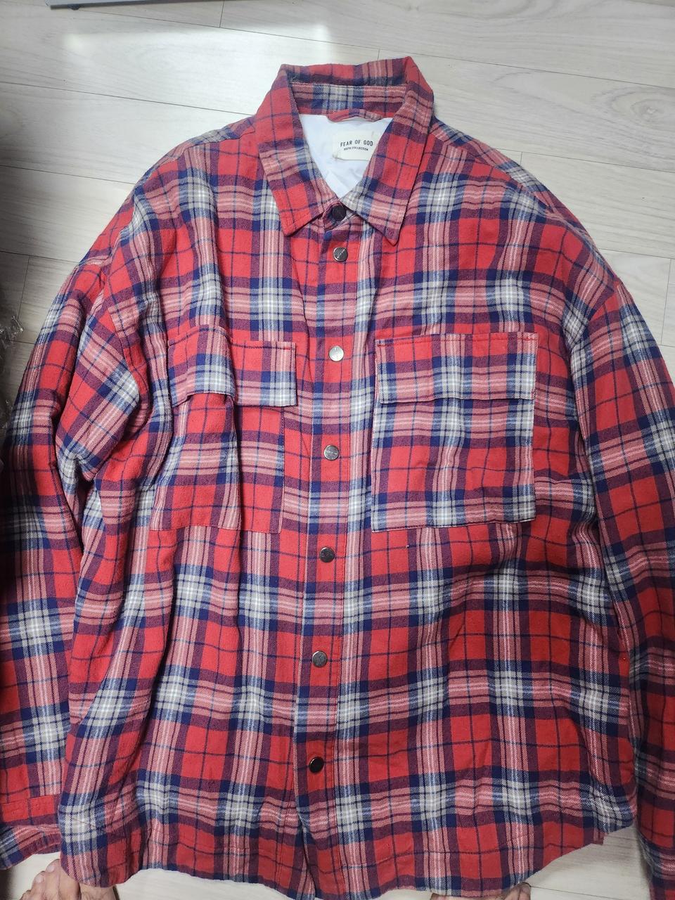 피어오브갓 정품 체크 오버핏 남방 105사이즈