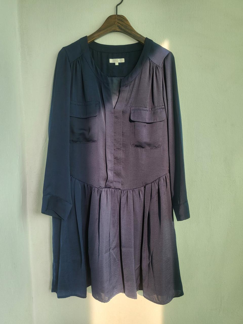 네이비 폴리 원피스