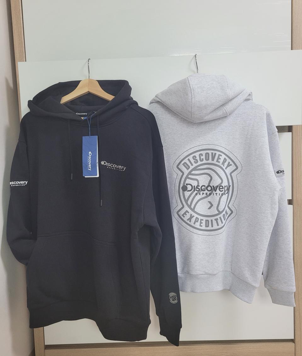 새상품)디스커버리 공용 세미오버핏 와펜 후드티 90~105