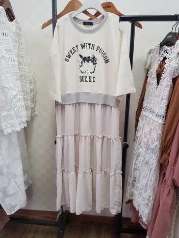 새상품)evo배색롱원피스