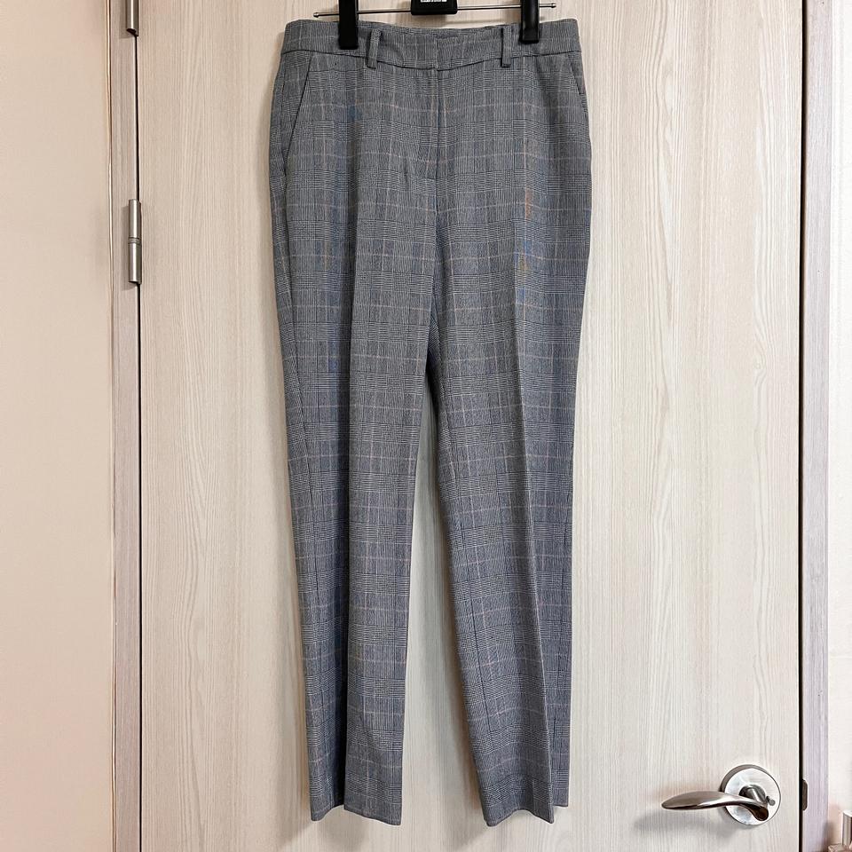 지오다노 회색 체크 슬랙스