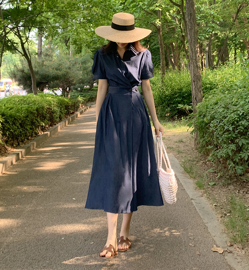 퍼핏 아틀리에 썸머 데님 랩 원피스