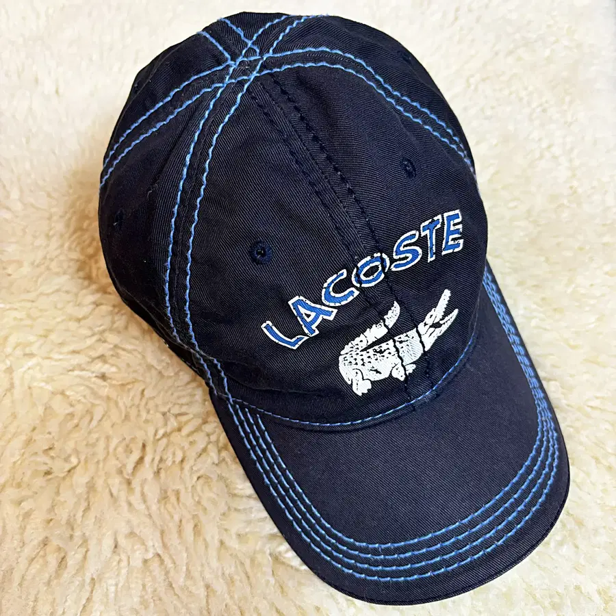 라코스테 빅스티치 네이비 블루 빅로고 빈티지 볼캡 모자