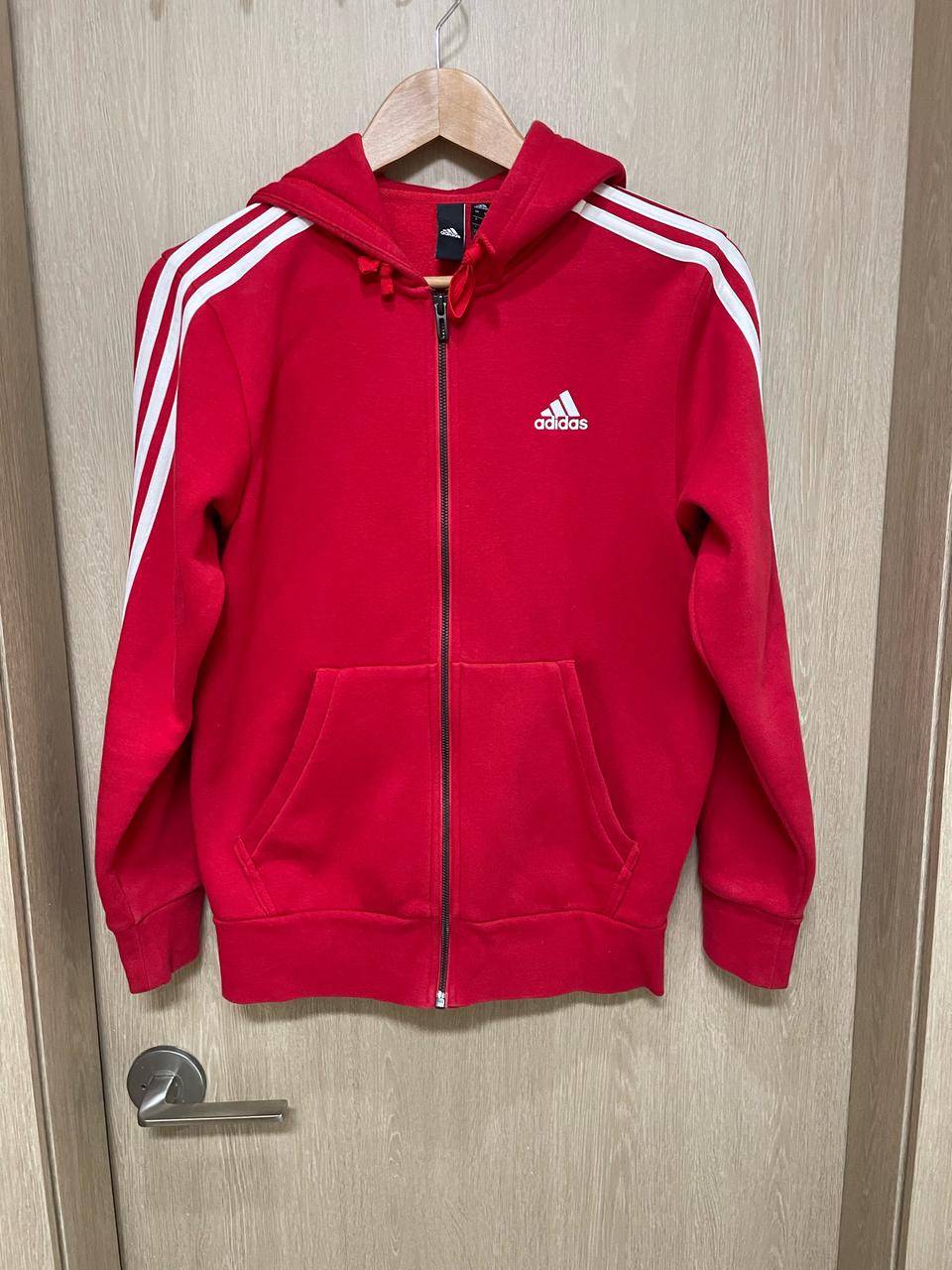 아디다스 삼선 후드 기모 자켓s