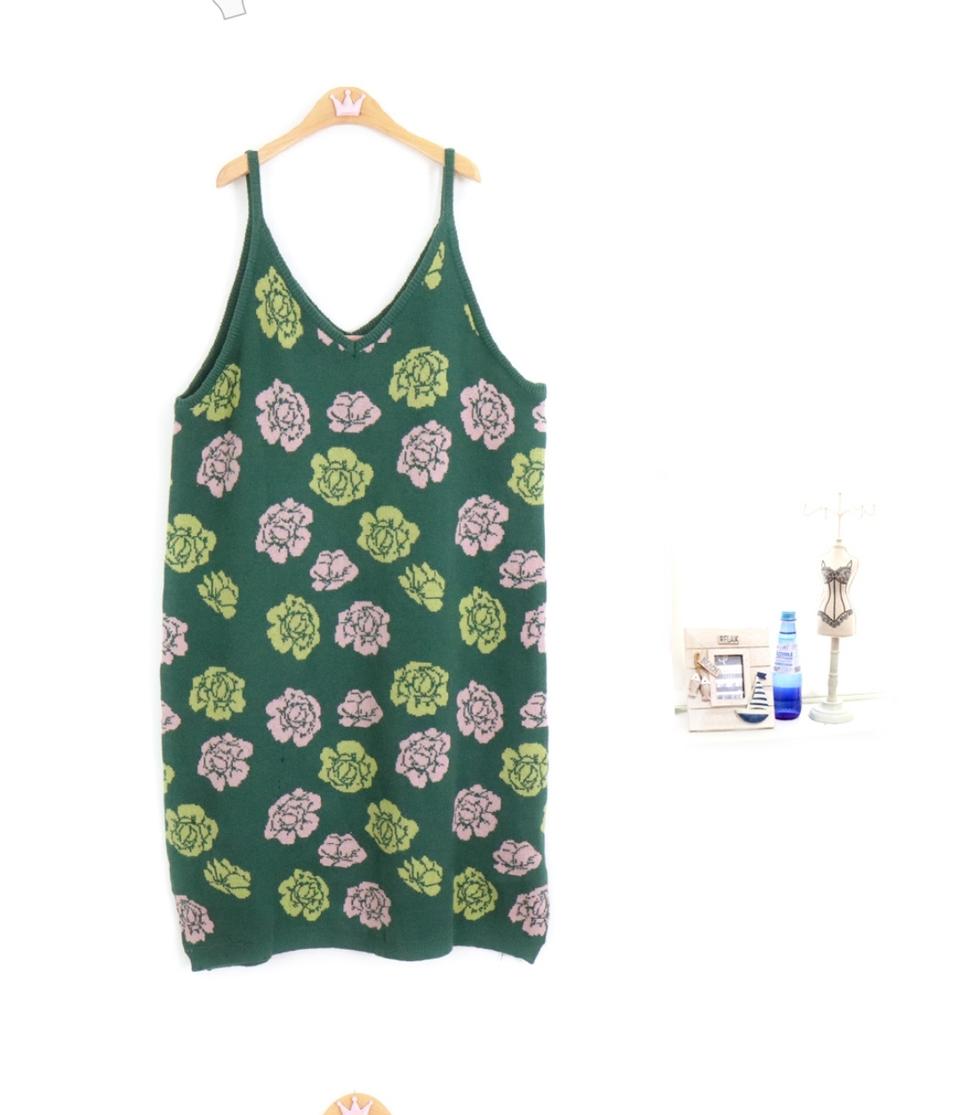 플라워 니트 롱원피스