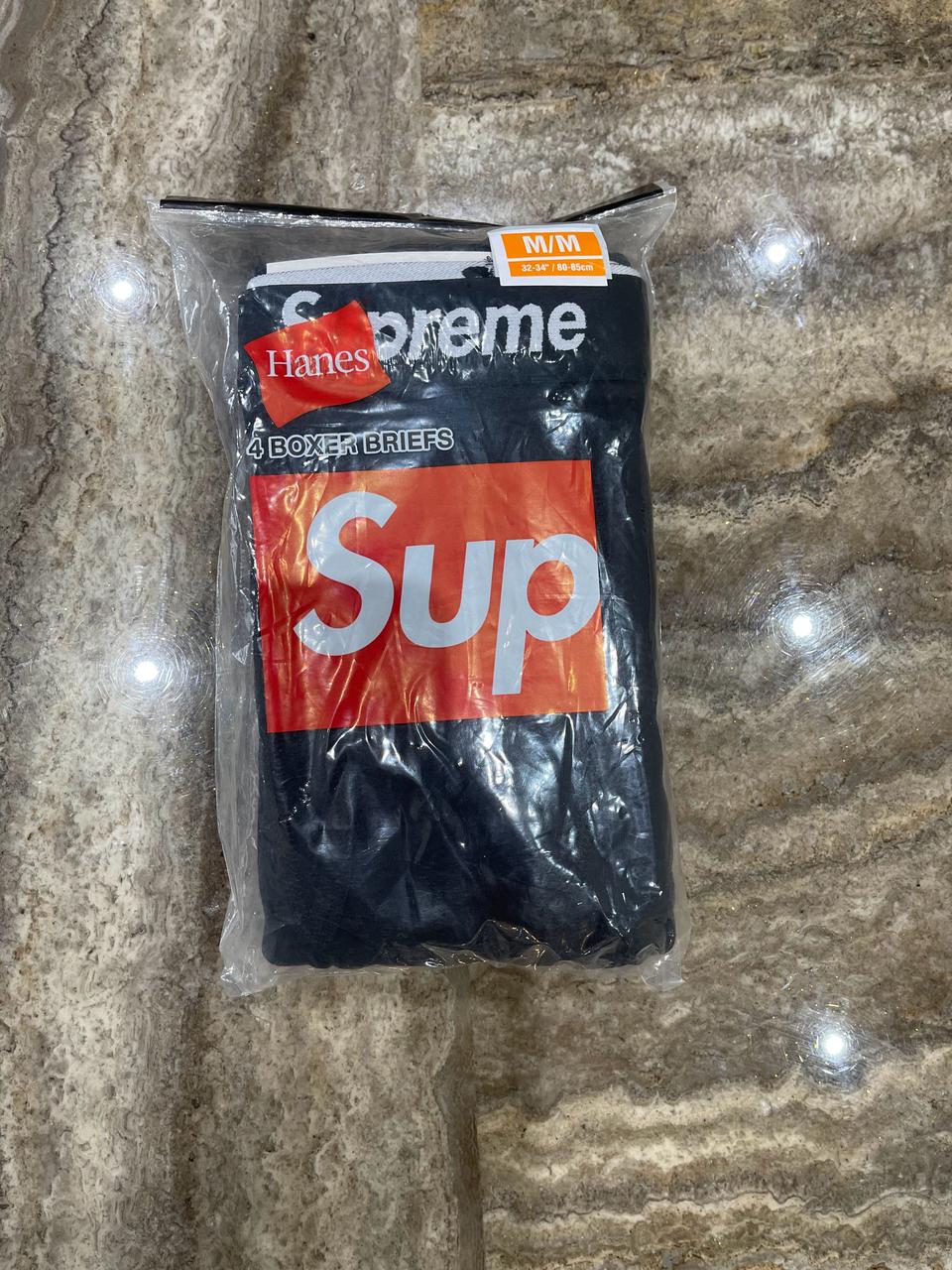 슈프림 팬티 (4개입) 블랙 M - 슈프림 헤인즈 박서 브리프