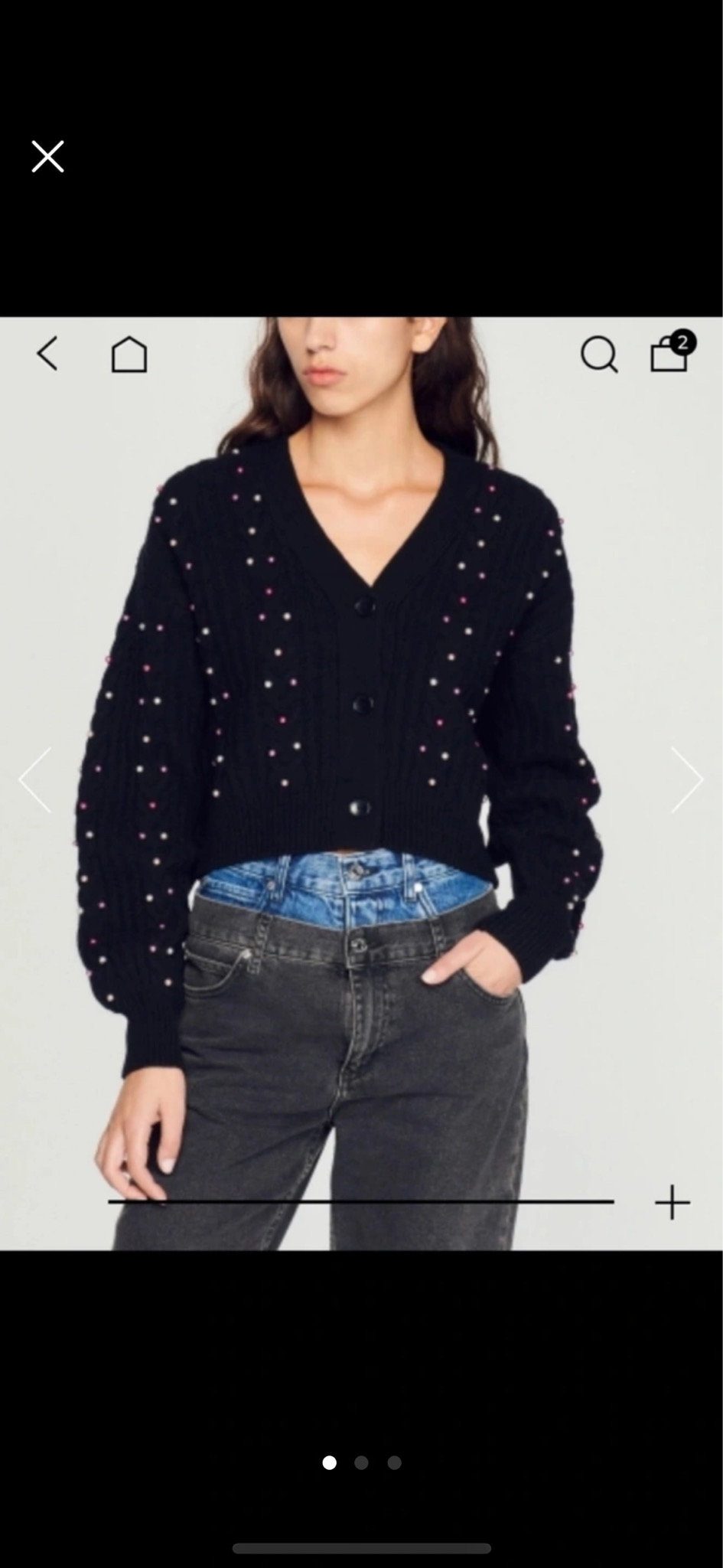 산드로 크롭비즈 가디건 1사이즈