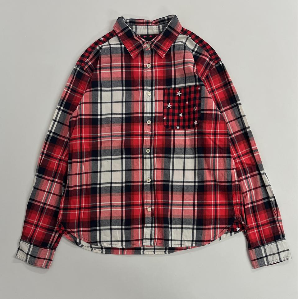 X-Girl 믹스드 패턴 체크 셔츠