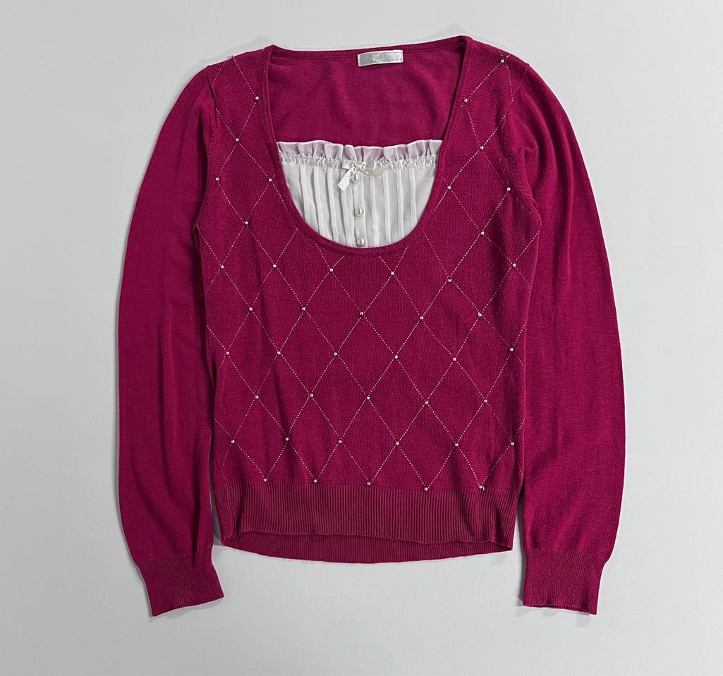 비즈 아가일 니트