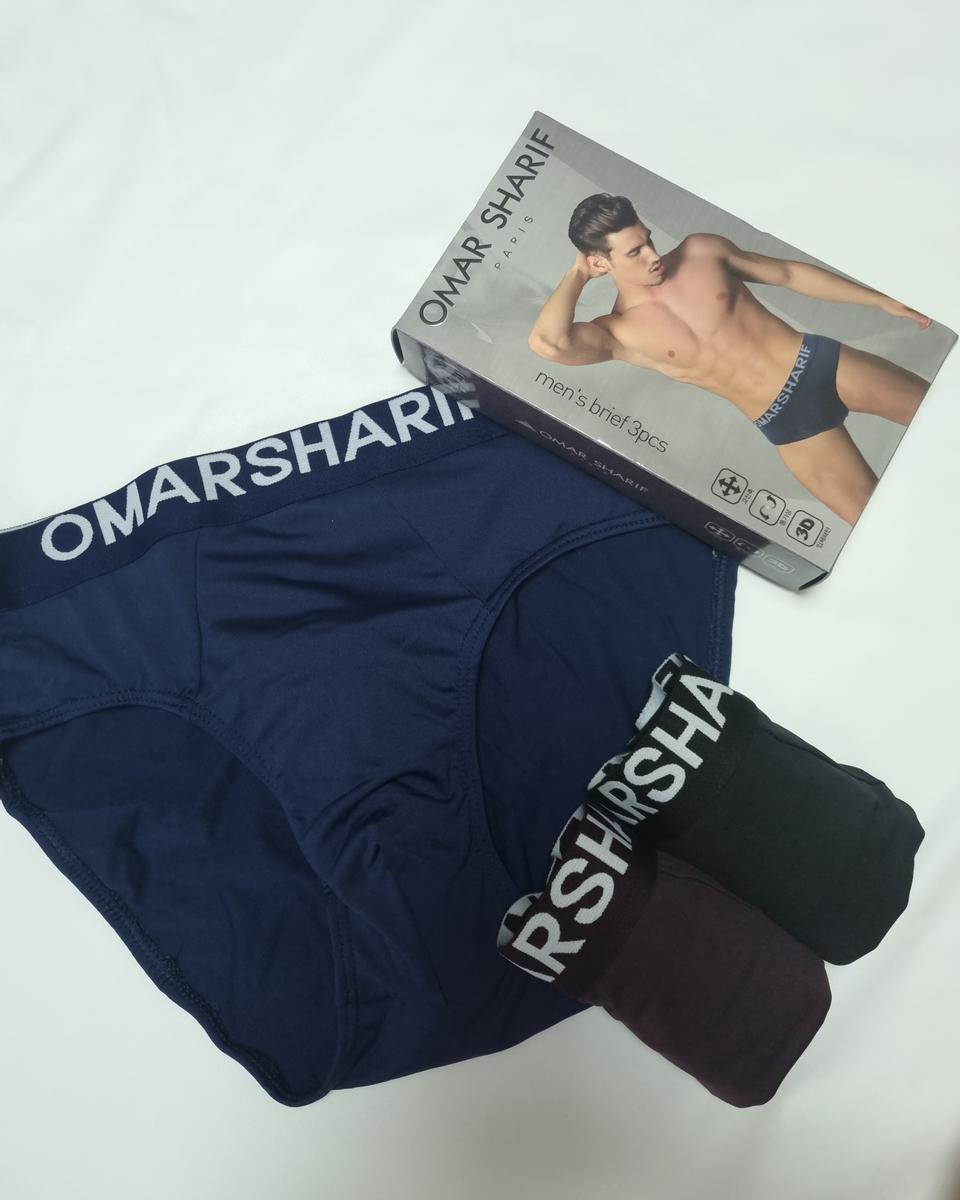 오마샤리프 아웃밴딩 남삼각3매입 브리프 퀵드라이원단 3001