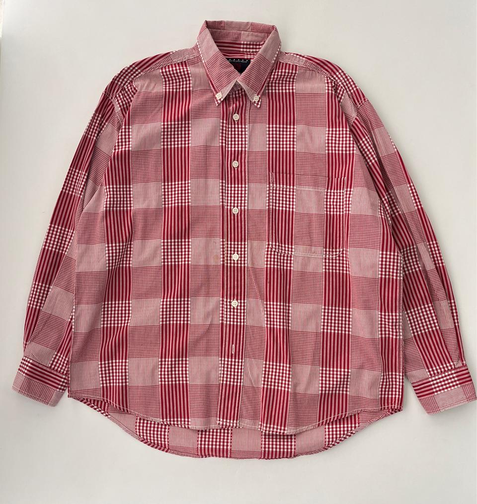레드 패치워크 셔츠