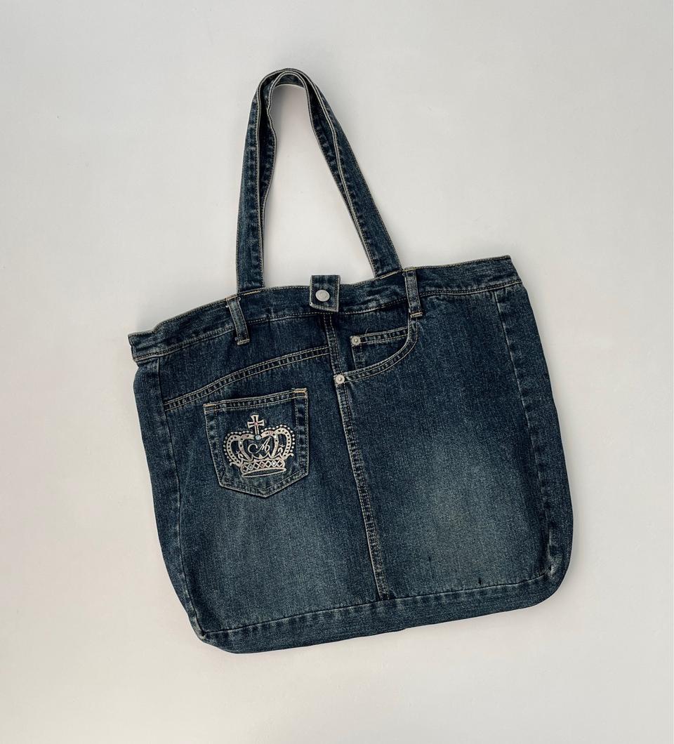 리메이크 데님 토트백