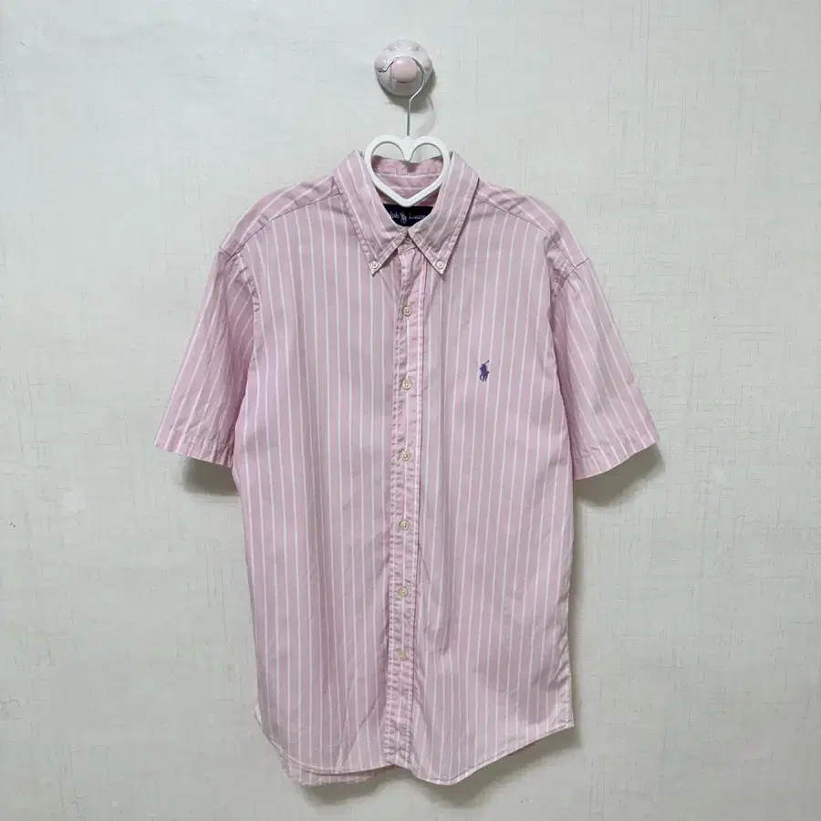 폴로 랄프로렌 반팔 핑크 스트라이프 셔츠