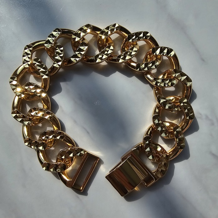 18mm 글리터 골드 도금 체인 팔찌