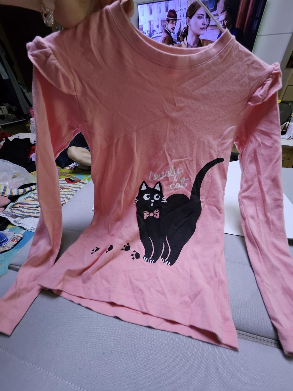 어린이 공주 검은고양이 라운드티